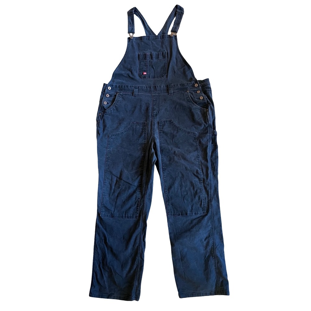 Dickies Women's 2XL Double Knee Bib Stretch Overalls Black Dungarees